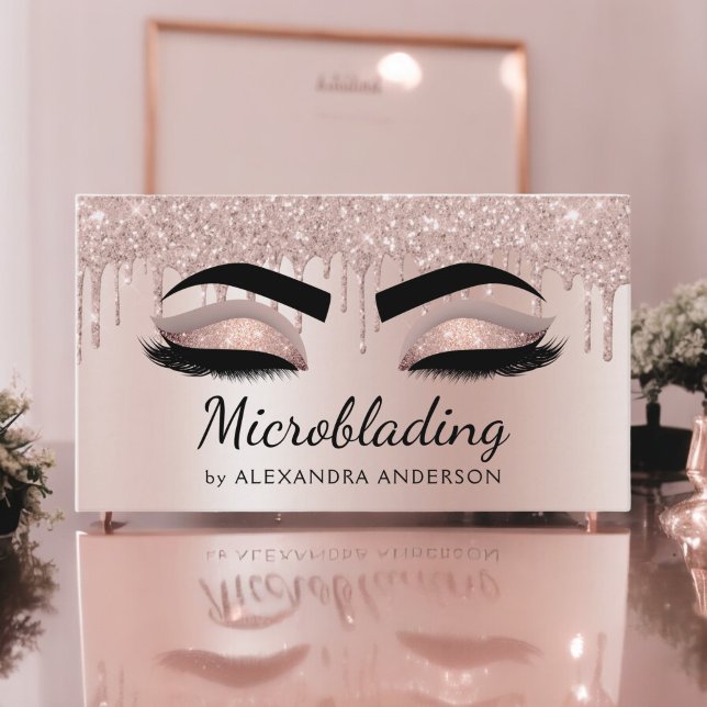 Microblading Eyebrows Drilling Glitzer Rose Gold Visitenkarte (Von Creator hochgeladen)