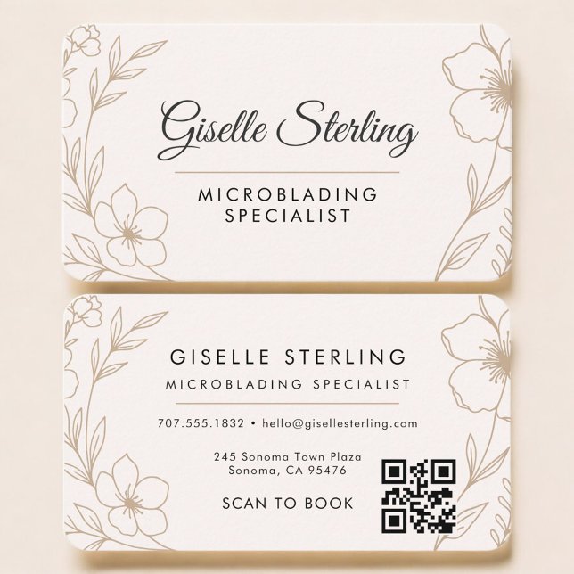 Microblading Floral QR Code Professional Visitenkarte (Von Creator hochgeladen)