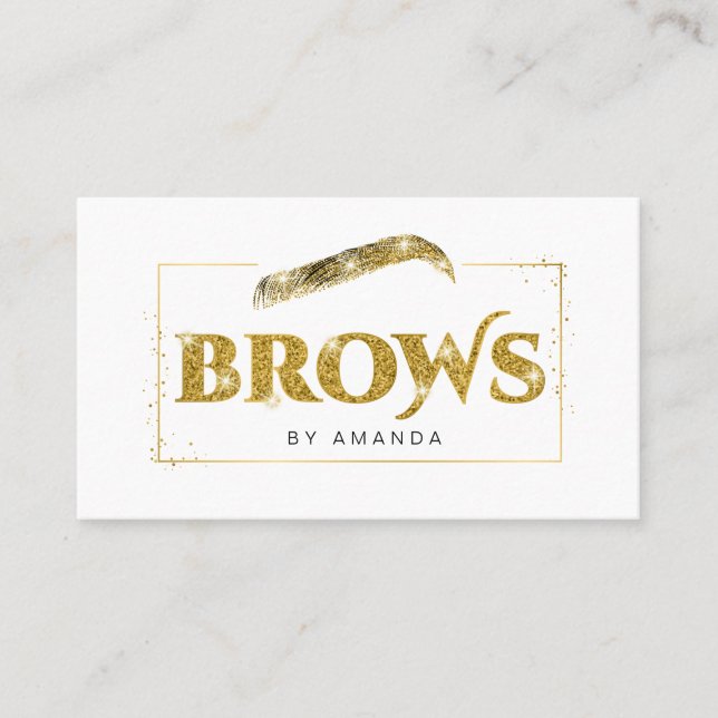 Microblading Künstler in Gold Glitzer Visitenkarte (Vorderseite)