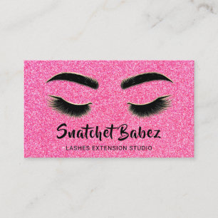 Microblading Makeup Eyelash Studio Logo QR Pink Visitenkarte