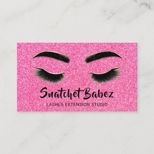 Microblading Makeup Eyelash Studio Logo QR Pink Visitenkarte (Vorderseite)