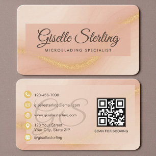 Microblading Neutral Beige Gold QR-Code Visitenkarte