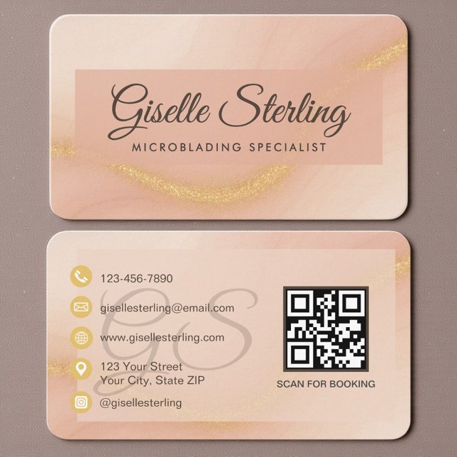 Microblading Neutral Beige Gold QR-Code Visitenkarte (Von Creator hochgeladen)