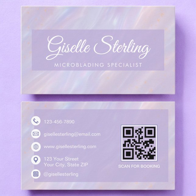 Microblading QR Code Iridescent Pastel Opal Visitenkarte (Von Creator hochgeladen)