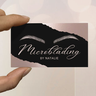 Microblading Rose Gold Typografie Brows Salon Visitenkarte