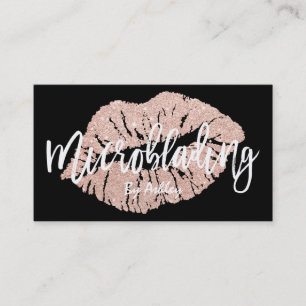Microblading RosengoldGlitter-Lippentypographie Visitenkarte