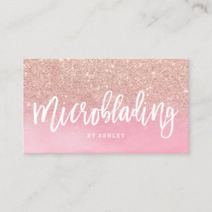 Microblading RosengoldGlitter-Rosa Watercolor Visitenkarte