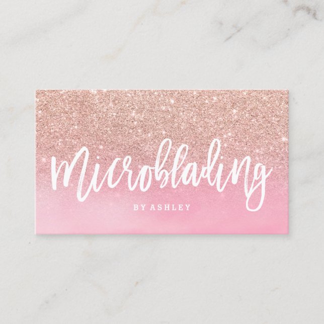 Microblading RosengoldGlitter-Rosa Watercolor Visitenkarte (Vorderseite)