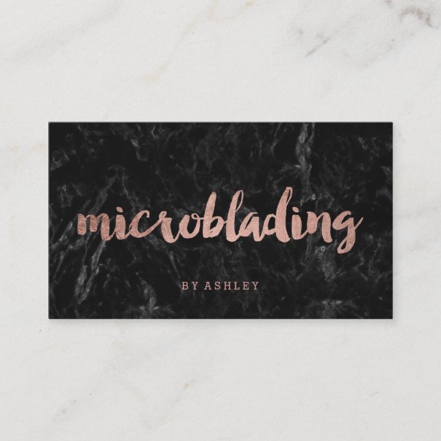 Microblading Rosengoldtypographieschwarzmarmor Visitenkarte (Vorderseite)