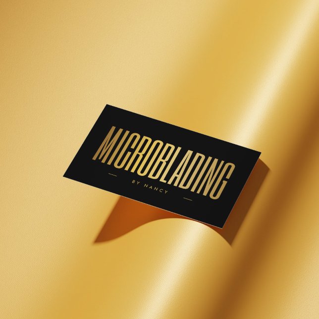Microblading Schwarz und Gold  Visitenkarte (Von Creator hochgeladen)