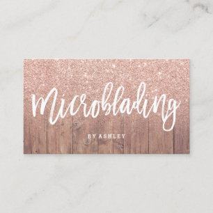 Microblading Typografie-RosengoldGlitterholz Visitenkarte