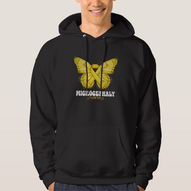 Microcephaly Awareness Month Yellow Ribbon Butterf Hoodie (Vorderseite)