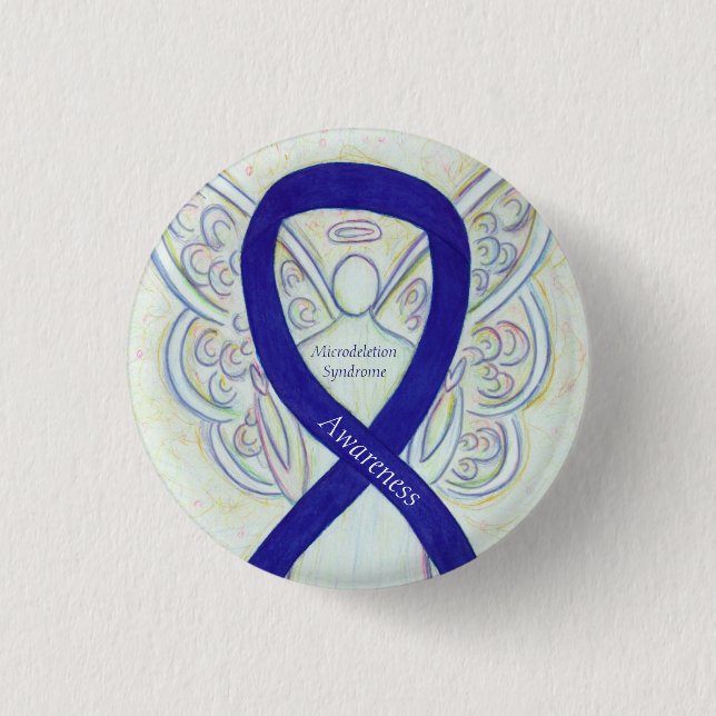 Microdeletion Syndrome Awareness Ribbon Angel Butt Button (Vorderseite)