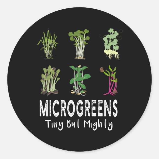 Microgreens Sprouts Vegan winzig, aber mächtig Runder Aufkleber (Vorderseite)