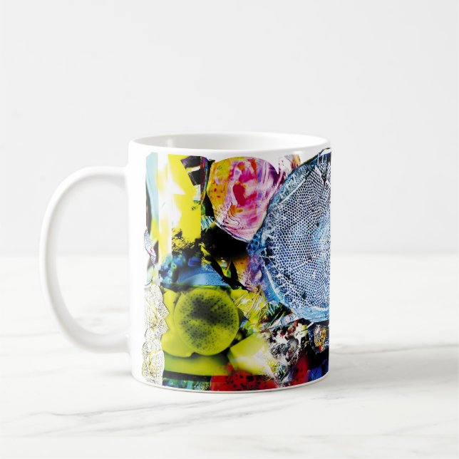 Microscopic Marine Art: Blue Thalassiosira Mug Kaffeetasse (Links)
