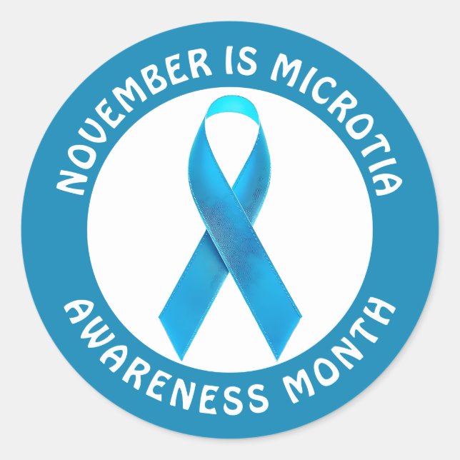 Microtia Blue Awareness Month Ribbon Runder Aufkleber (Vorderseite)