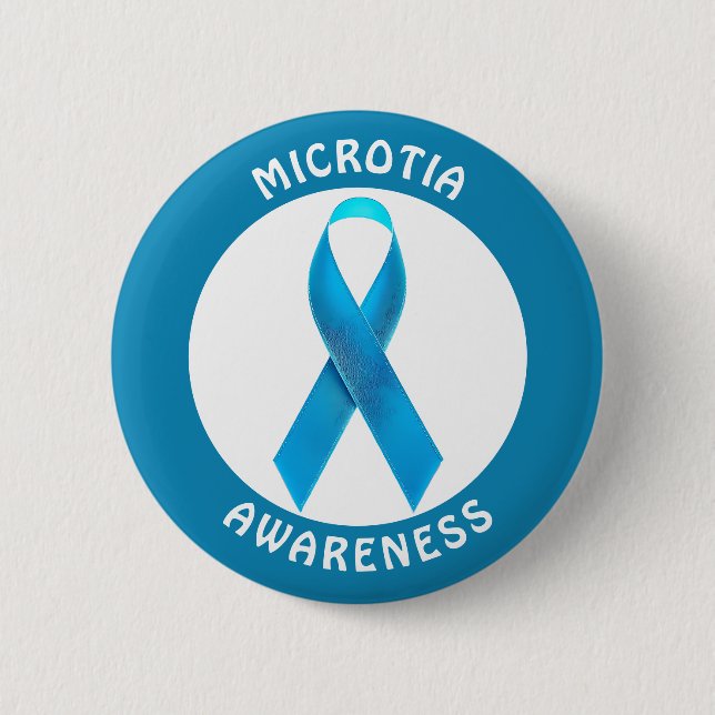 Microtia Blue Awareness Ribbon Button (Vorderseite)
