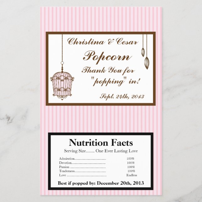 Microwave Popcorn Wrapper Birdcage/Pink Stripes ca Flyer (Vorne)