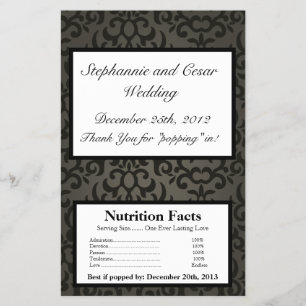 Microwave Popcorn Wrapper Black and Grau Damask Flyer