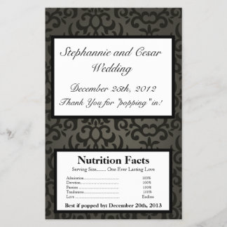 Microwave Popcorn Wrapper Black and Grau Damask Flyer