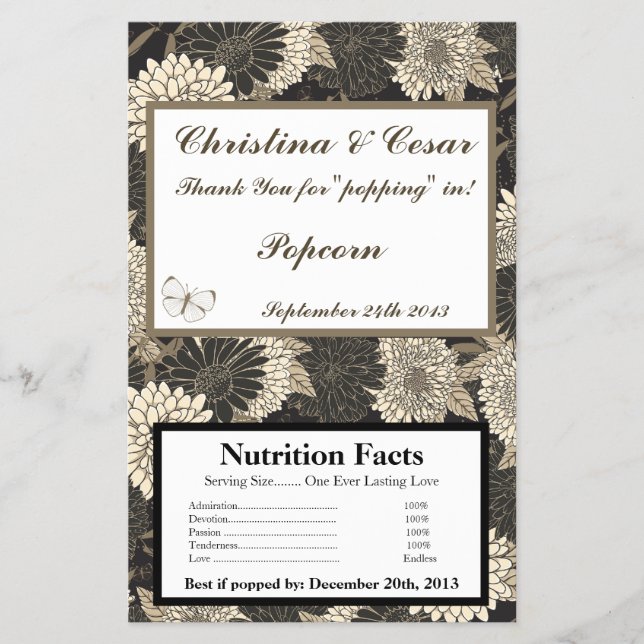 Microwave Popcorn Wrapper Black Cream Daisis/Carn Flyer (Vorne)