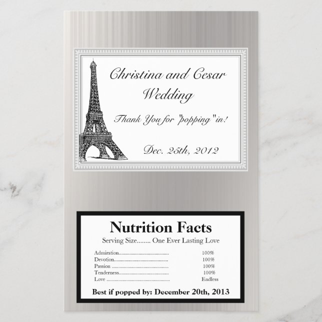 Microwave Popcorn Wrapper Black Eiffel Tower Flyer (Vorne)