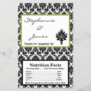 Microwave Popcorn Wrapper Black Green Damask Flyer