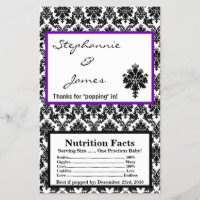 Microwave Popcorn Wrapper Black Lila Damask