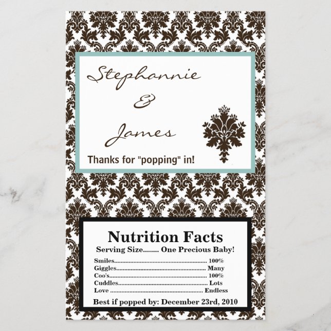 Microwave Popcorn Wrapper Brown Damask Flyer (Vorne)