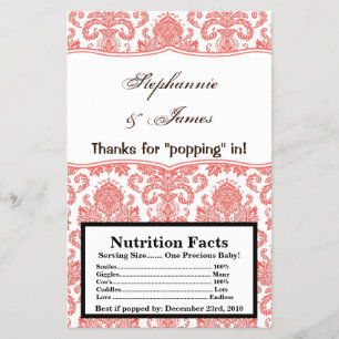 Microwave Popcorn Wrapper Coral White Damask Lace Flyer