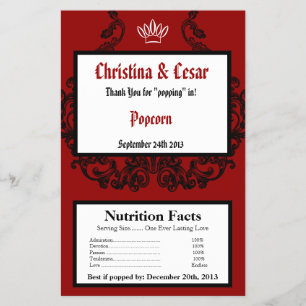 Microwave Popcorn Wrapper Crimson Red Verziert Emb Flyer