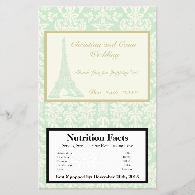 Microwave Popcorn Wrapper Damask Paris Flyer (Vorne)
