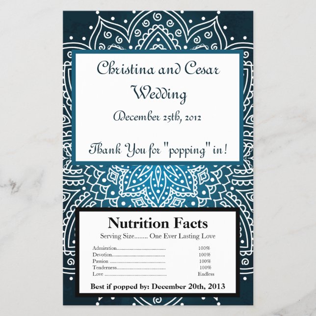 Microwave Popcorn Wrapper Deep Marokkanisches Blau Flyer (Vorne)