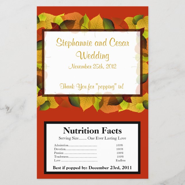 Microwave Popcorn Wrapper Foliage Blätter Flyer (Vorne)