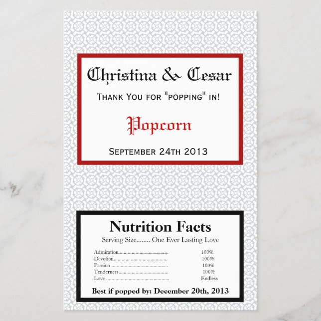 Microwave Popcorn Wrapper Gray Red Formal Print Flyer (Vorne)