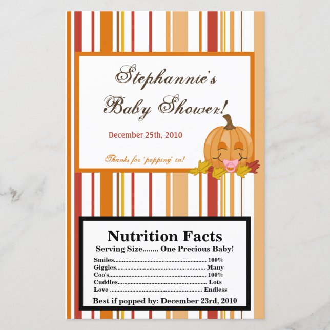 Microwave Popcorn Wrapper Herbst Pumpkin Baby (Vorderseite)