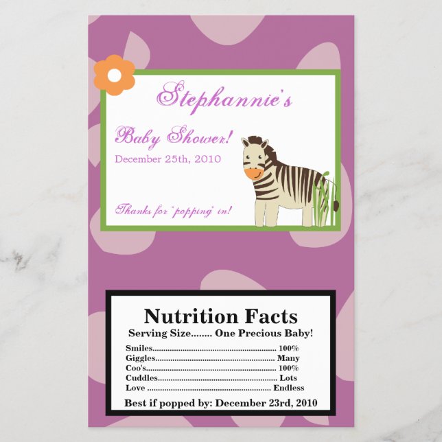 Microwave Popcorn Wrapper Jacana Lila Tiere Flyer (Vorne)