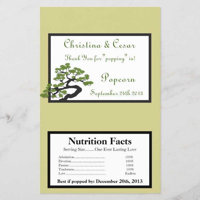 Microwave Popcorn Wrapper Japanese Green Bonsai Tr Flyer (Vorne)