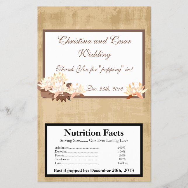 Microwave Popcorn Wrapper Oriental Blume Flyer (Vorne)