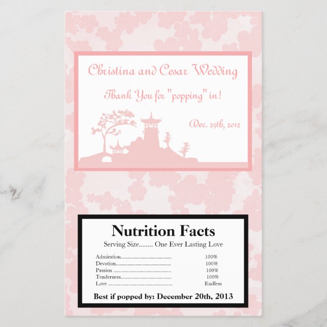 Microwave Popcorn Wrapper Orientalischer Garten Flyer (Vorne)