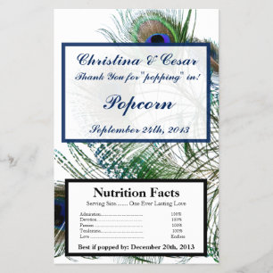 Microwave Popcorn Wrapper Peacock Feathers Blue Flyer