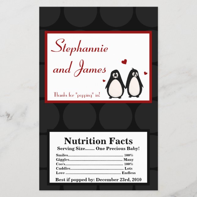 Microwave Popcorn Wrapper Pinguin Liebe Couple Mat Flyer (Vorne)