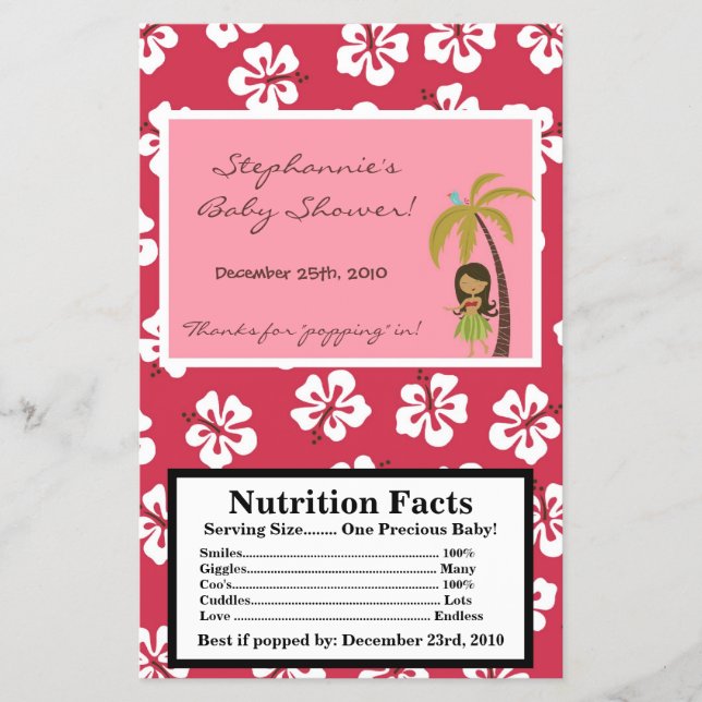 Microwave Popcorn Wrapper Pink Hawaiian Luau Tropi Flyer (Vorne)