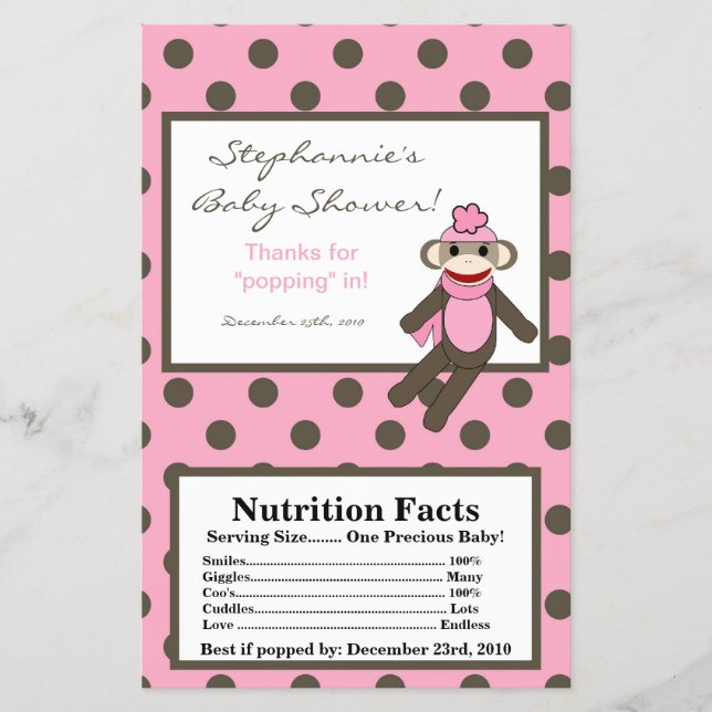 Microwave Popcorn Wrapper Pink Sock Monkey Flyer (Vorne)