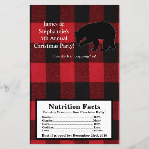 Microwave Popcorn Wrapper Red Kariert Black Bear