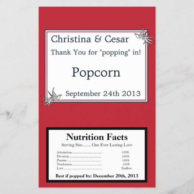 Microwave Popcorn Wrapper White Dove Red Blue BG R Flyer (Vorne)