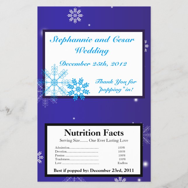 Microwave Popcorn Wrapper White Snow Flakes Flyer (Vorne)