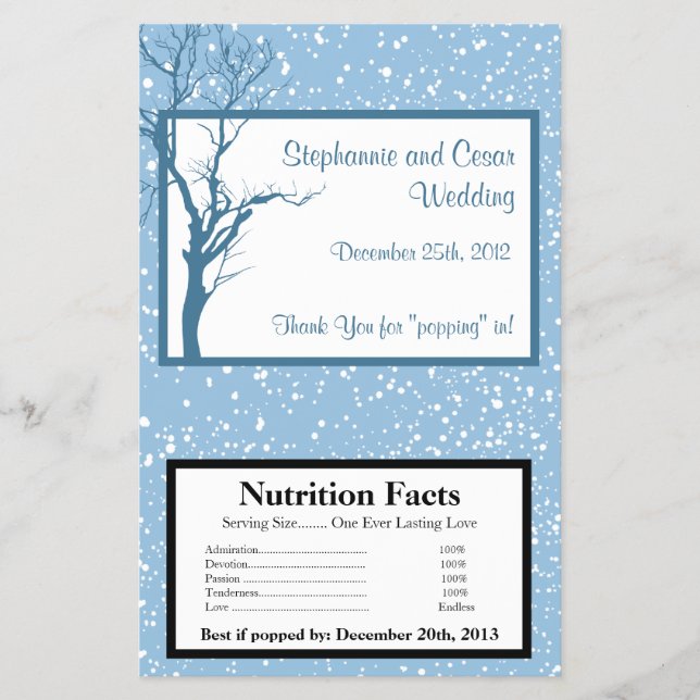 Microwave Popcorn Wrapper Winter Blue Christmas Flyer (Vorne)