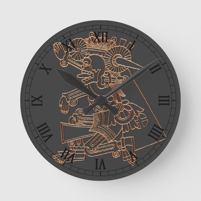 Mictlantecuhtli Runde Wanduhr (Vorderseite)