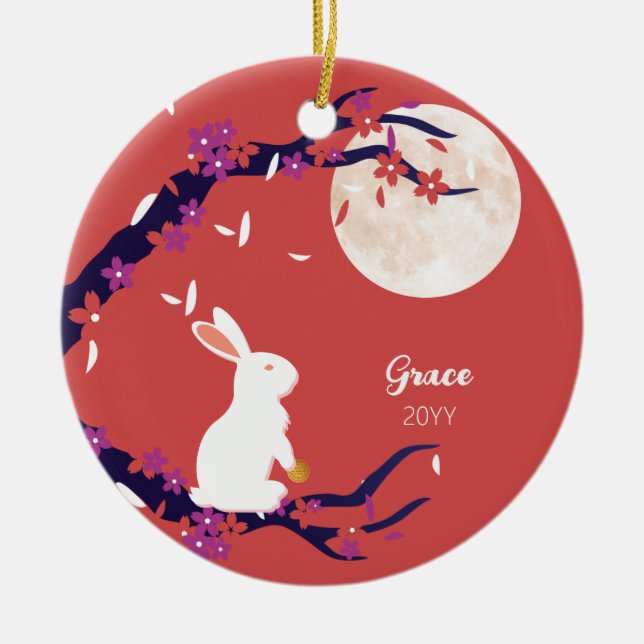 Mid Autumn Festival Full Moon Rabbit Keramik Ornament (Vorne)